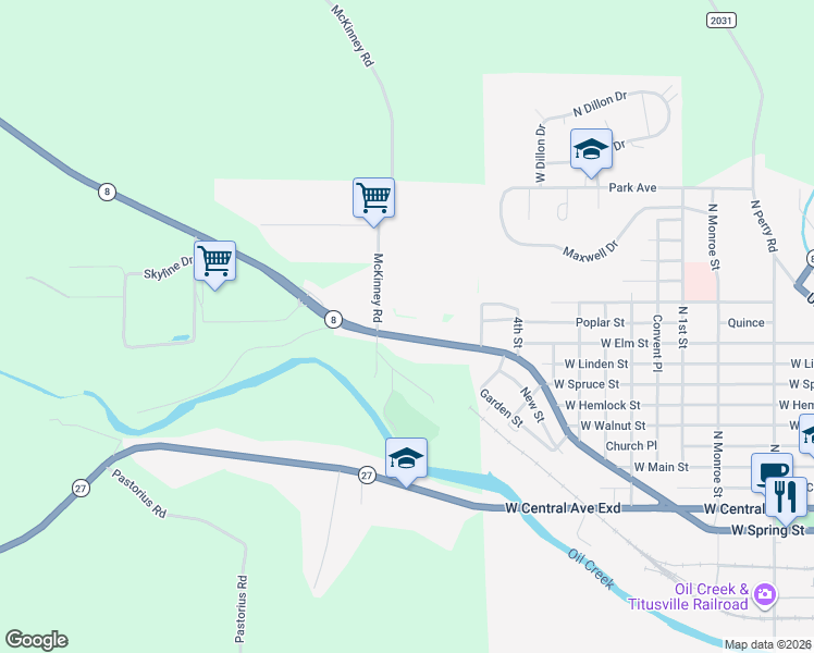map of restaurants, bars, coffee shops, grocery stores, and more near 928 West Spring Street in Titusville