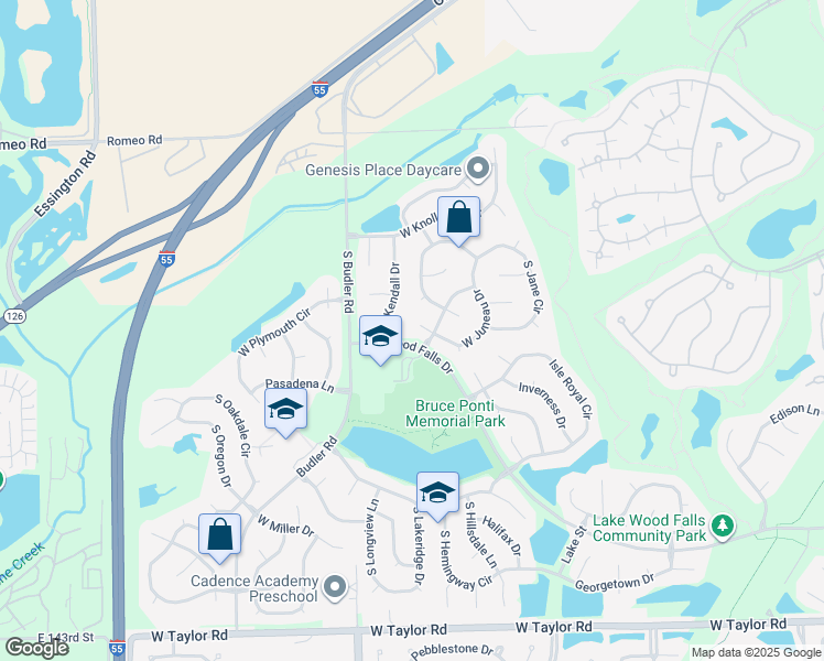 map of restaurants, bars, coffee shops, grocery stores, and more near 21863 Juneau Court in Plainfield