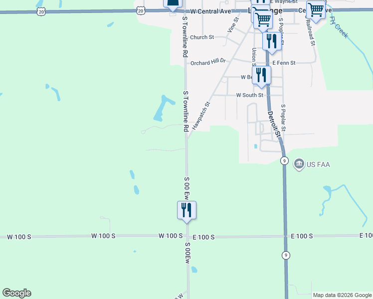 map of restaurants, bars, coffee shops, grocery stores, and more near 336 South 00 Ew in LaGrange