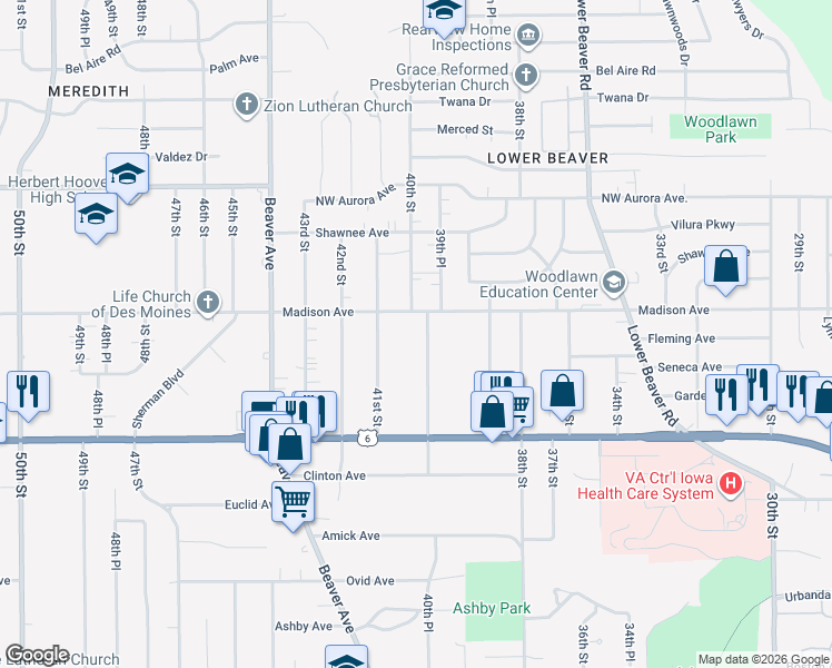 map of restaurants, bars, coffee shops, grocery stores, and more near in Polk County