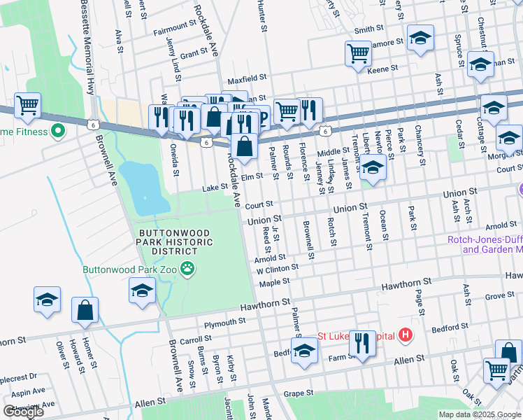 map of restaurants, bars, coffee shops, grocery stores, and more near 297 Reed Street in New Bedford
