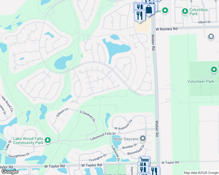 map of restaurants, bars, coffee shops, grocery stores, and more near 21042 West Walnut Drive in Plainfield