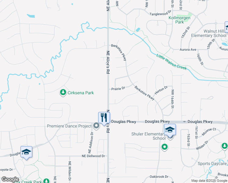 map of restaurants, bars, coffee shops, grocery stores, and more near 16908 Prairie Drive in Clive