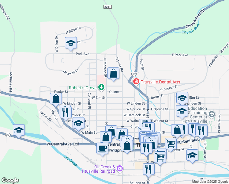 map of restaurants, bars, coffee shops, grocery stores, and more near Quince in Titusville