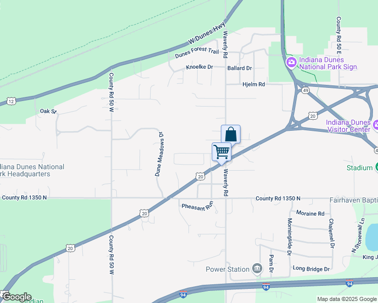 map of restaurants, bars, coffee shops, grocery stores, and more near 186 Summertree Drive in Porter