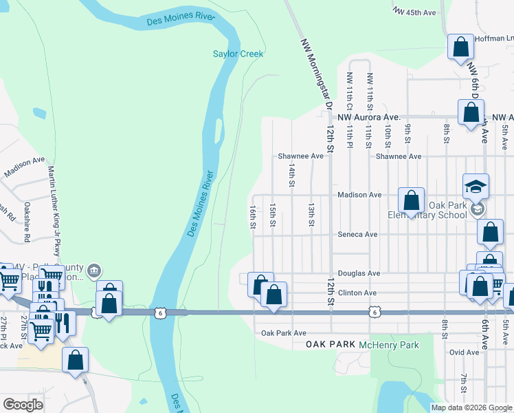 map of restaurants, bars, coffee shops, grocery stores, and more near 3935 16th Street in Des Moines