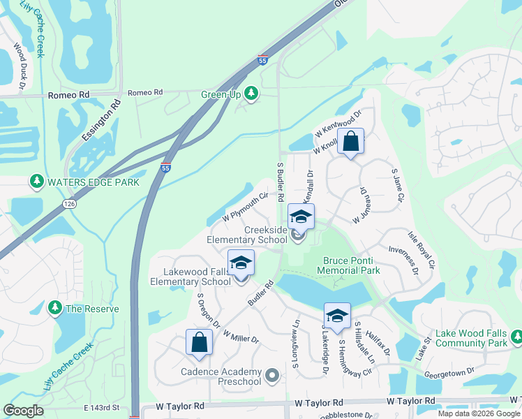 map of restaurants, bars, coffee shops, grocery stores, and more near 13809 South Petersburg Drive in Plainfield