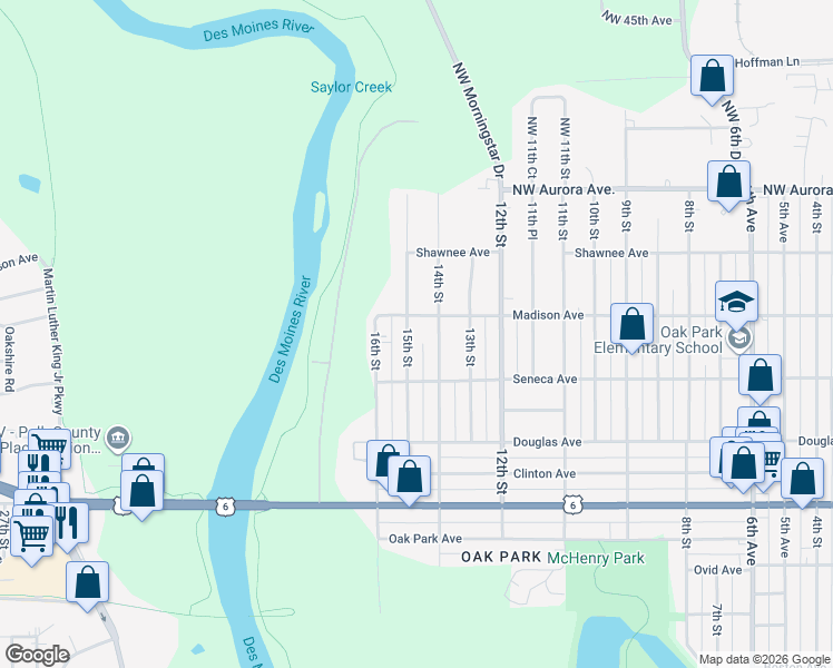 map of restaurants, bars, coffee shops, grocery stores, and more near 3939 15th Street in Des Moines
