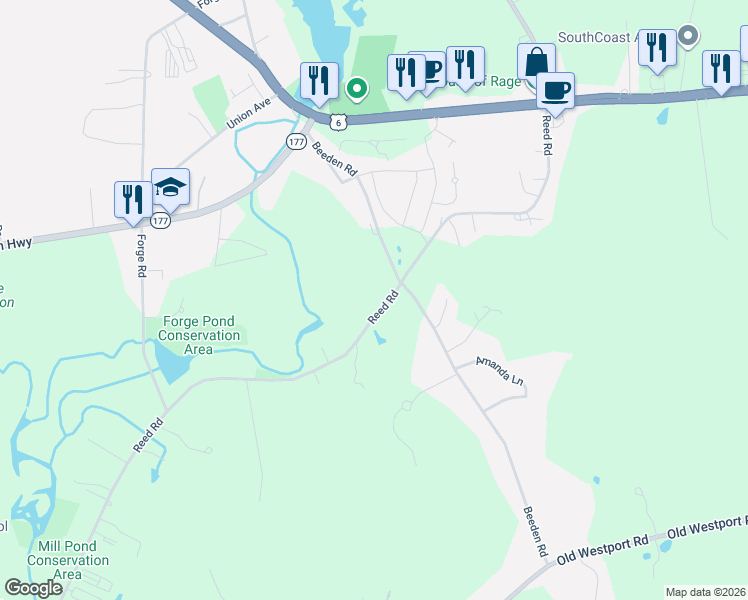 map of restaurants, bars, coffee shops, grocery stores, and more near 308 Reed Road in Westport