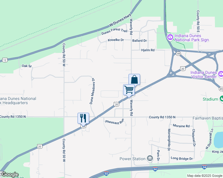 map of restaurants, bars, coffee shops, grocery stores, and more near 186 Summertree Drive in Porter