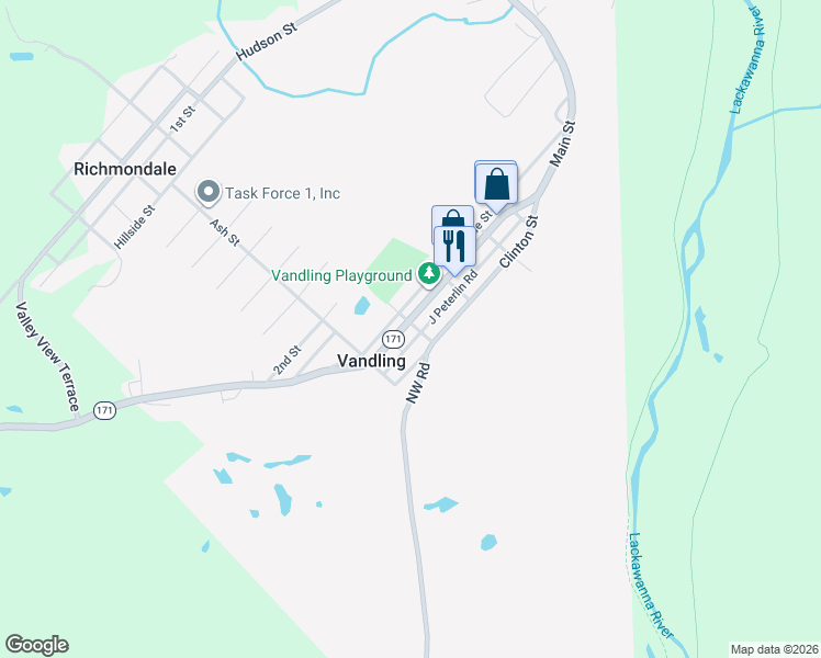 map of restaurants, bars, coffee shops, grocery stores, and more near in Vandling