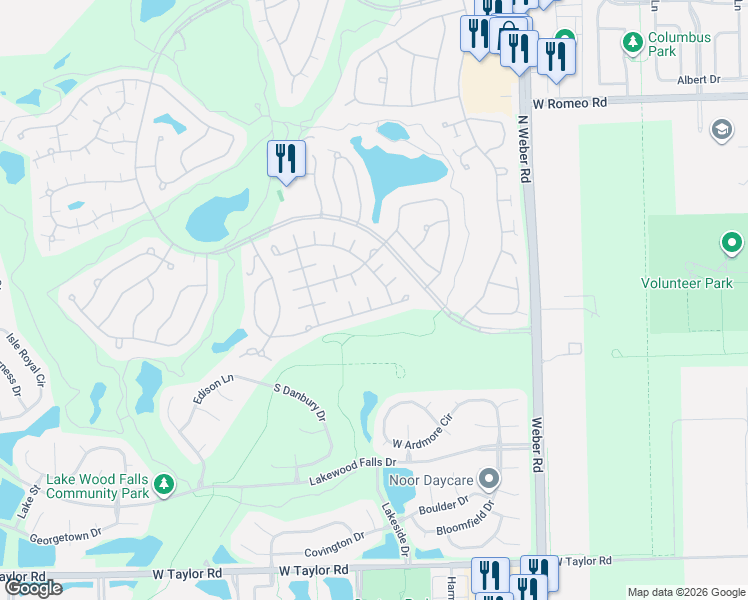 map of restaurants, bars, coffee shops, grocery stores, and more near 21042 West Walnut Drive in Plainfield