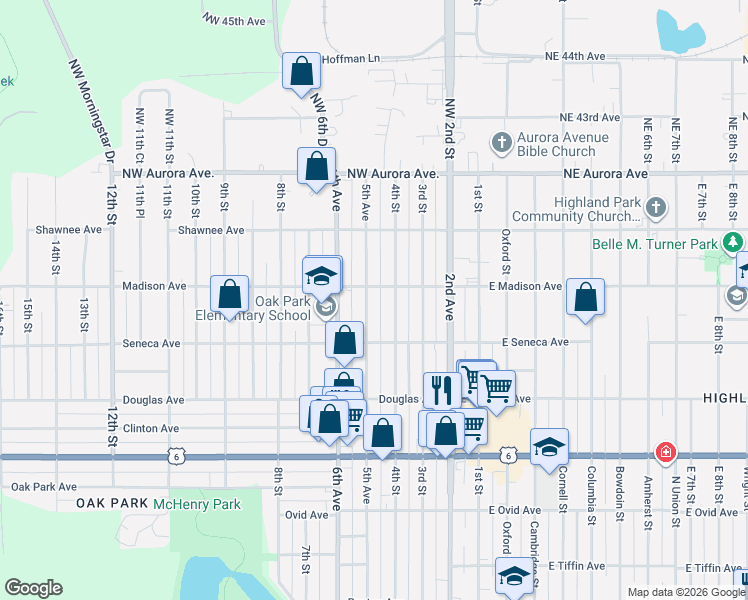 map of restaurants, bars, coffee shops, grocery stores, and more near 3939 5th Avenue in Des Moines