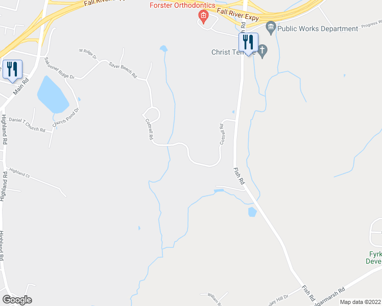 map of restaurants, bars, coffee shops, grocery stores, and more near 334 Cottrell Road in Tiverton