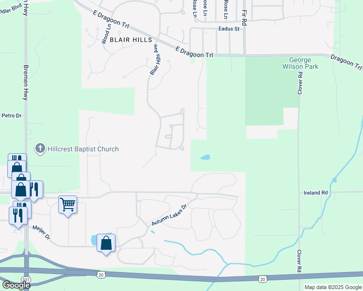 map of restaurants, bars, coffee shops, grocery stores, and more near 2861 Huntington Pl in Mishawaka