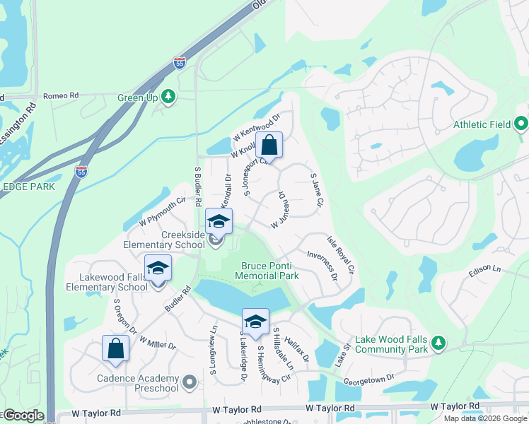 map of restaurants, bars, coffee shops, grocery stores, and more near 13804 West Jonesport Court in Plainfield
