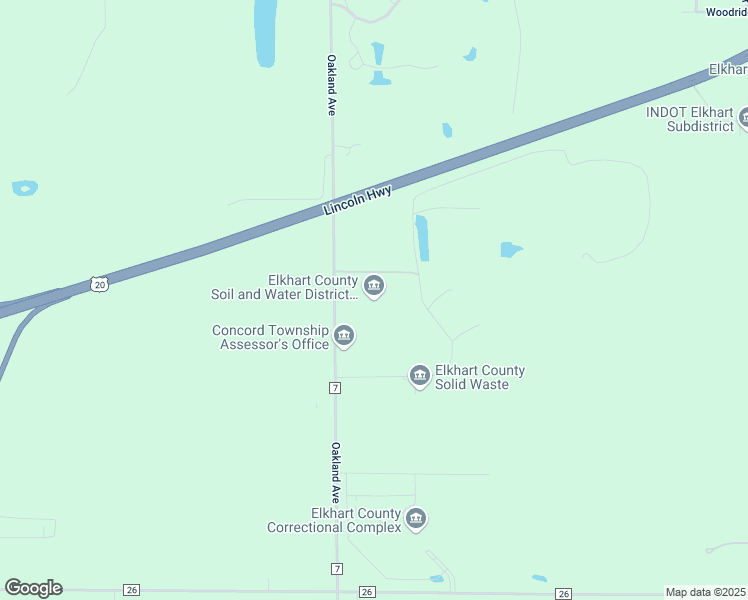 map of restaurants, bars, coffee shops, grocery stores, and more near 59358 County Road 7 in Elkhart