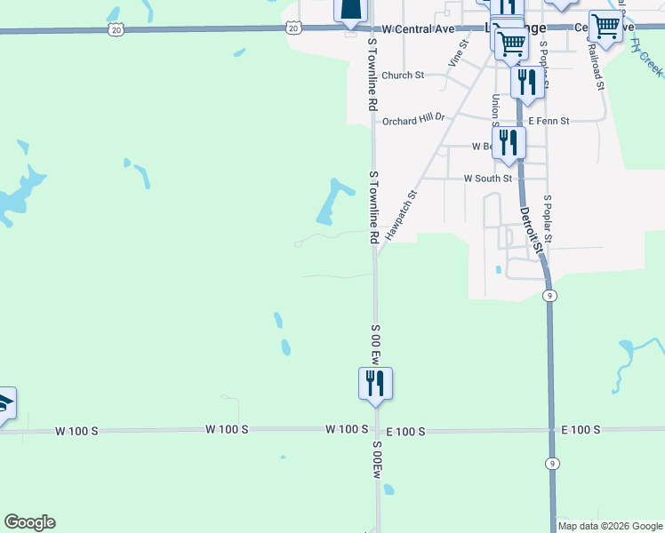 map of restaurants, bars, coffee shops, grocery stores, and more near 115 West 060 South in LaGrange