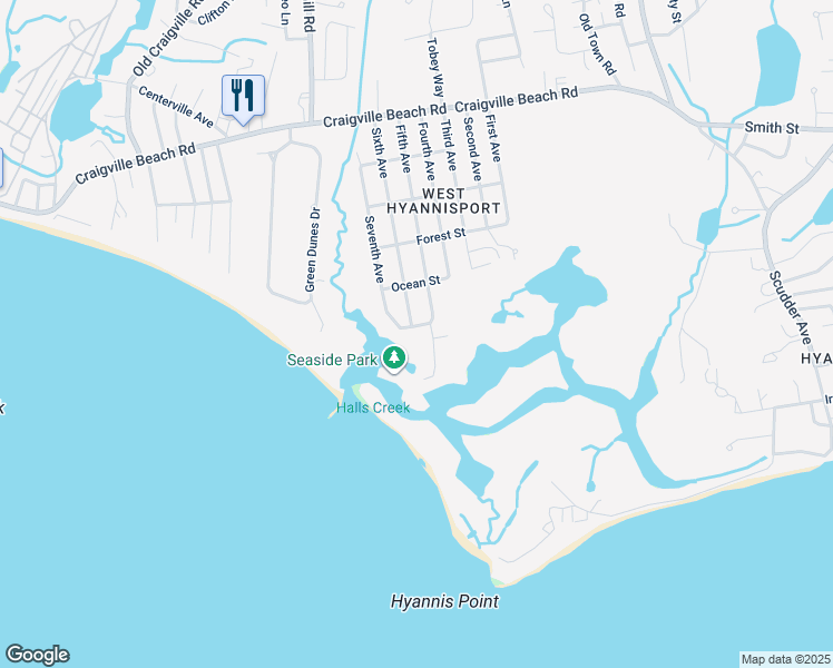 map of restaurants, bars, coffee shops, grocery stores, and more near 15 Cross Way in Barnstable