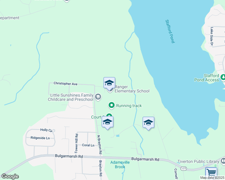 map of restaurants, bars, coffee shops, grocery stores, and more near 278 North Brayton Road in Tiverton