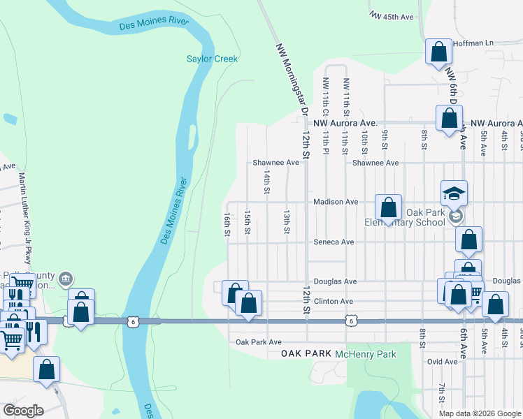 map of restaurants, bars, coffee shops, grocery stores, and more near 3939 15th Street in Des Moines