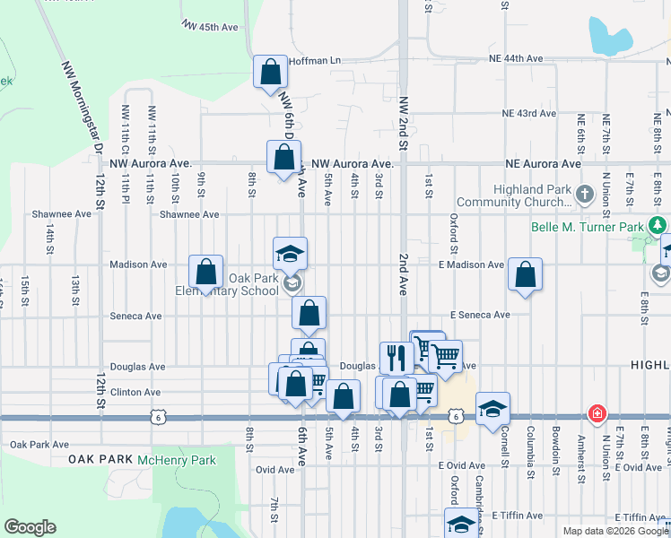 map of restaurants, bars, coffee shops, grocery stores, and more near 3928 4th Street in Des Moines
