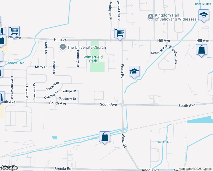 map of restaurants, bars, coffee shops, grocery stores, and more near 306 Wenz Road in Toledo