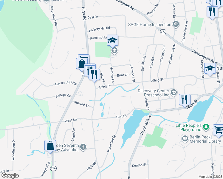 map of restaurants, bars, coffee shops, grocery stores, and more near 92 Bernard Road in Berlin