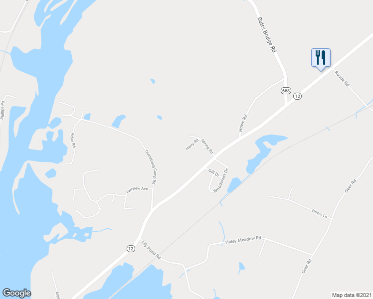 map of restaurants, bars, coffee shops, grocery stores, and more near 9 Harry Road in Griswold