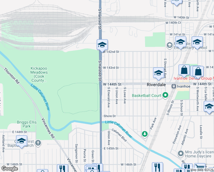 map of restaurants, bars, coffee shops, grocery stores, and more near 750 West 144th Street in Riverdale