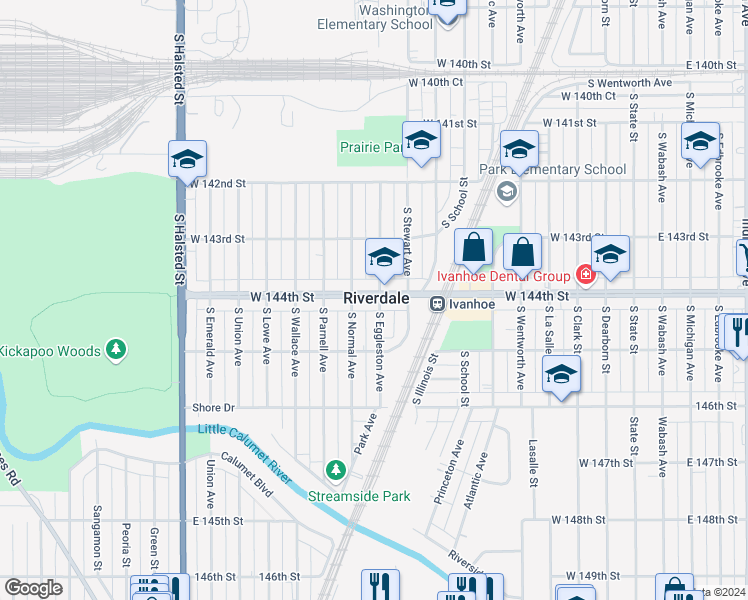 map of restaurants, bars, coffee shops, grocery stores, and more near 452 West 144th Street in Riverdale