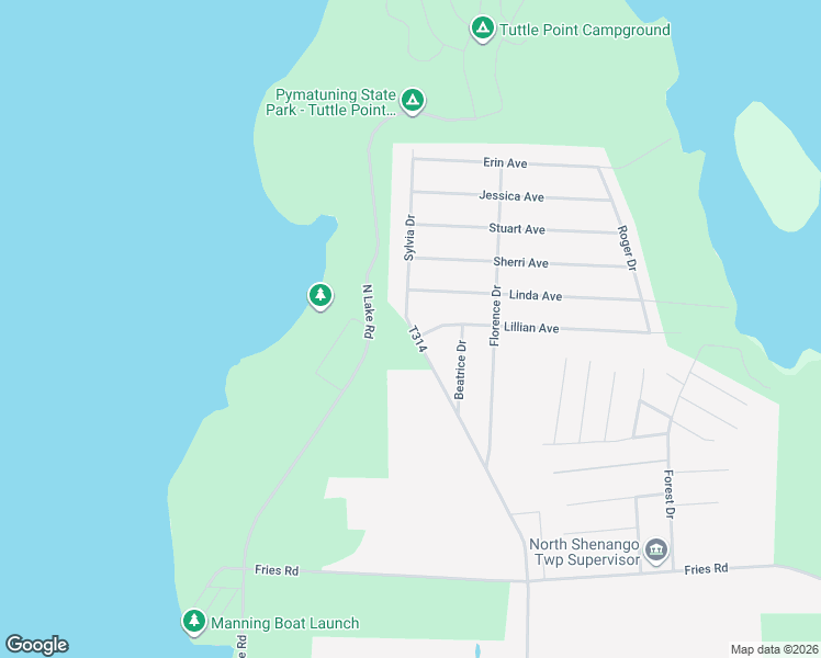 map of restaurants, bars, coffee shops, grocery stores, and more near 284-290 Sylvia Drive in Linesville