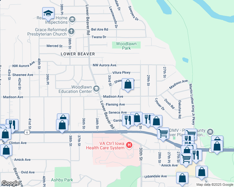map of restaurants, bars, coffee shops, grocery stores, and more near 4013 Lawnwoods Drive in Des Moines