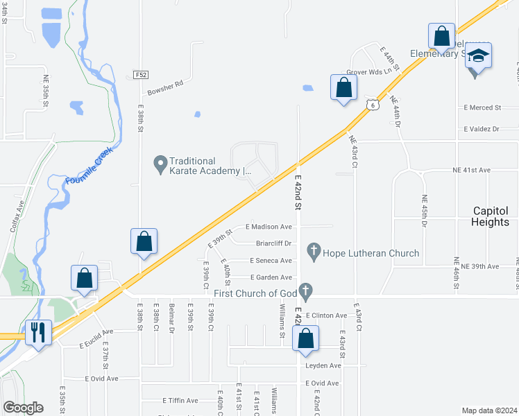 map of restaurants, bars, coffee shops, grocery stores, and more near 4105 Hubbell Avenue in Des Moines
