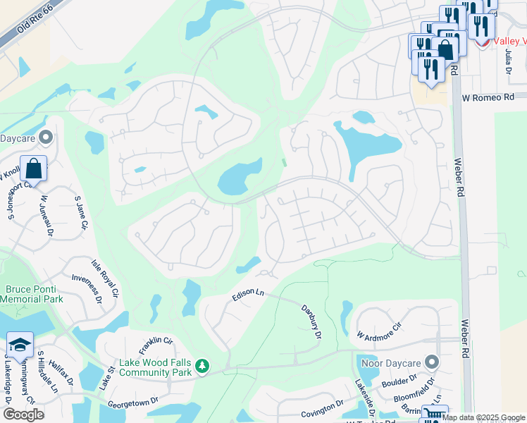 map of restaurants, bars, coffee shops, grocery stores, and more near 13750 South Bristlecone Drive in Plainfield
