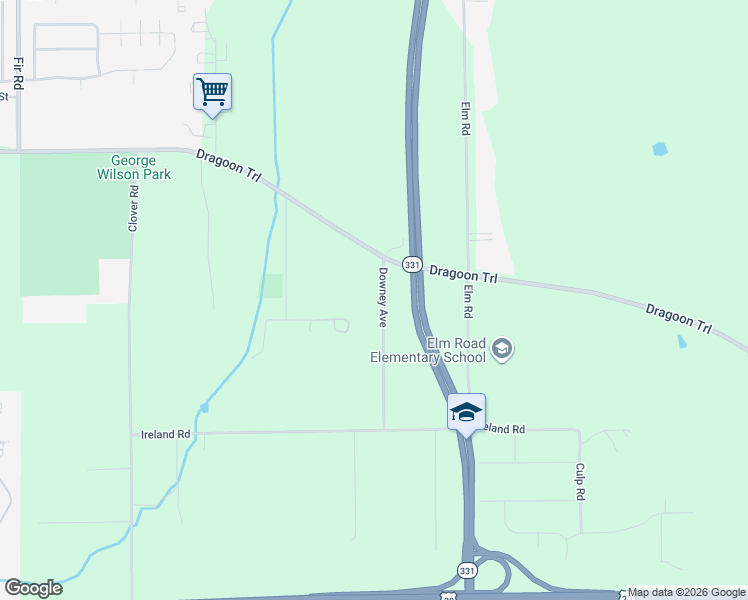 map of restaurants, bars, coffee shops, grocery stores, and more near 59301 Downey Avenue in Mishawaka