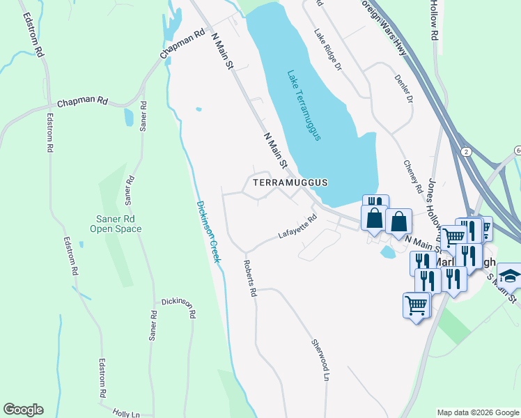map of restaurants, bars, coffee shops, grocery stores, and more near 29 Pettengill Road in Marlborough