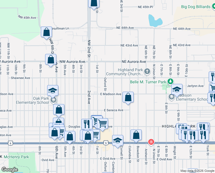 map of restaurants, bars, coffee shops, grocery stores, and more near 4020 Cambridge Street in Des Moines