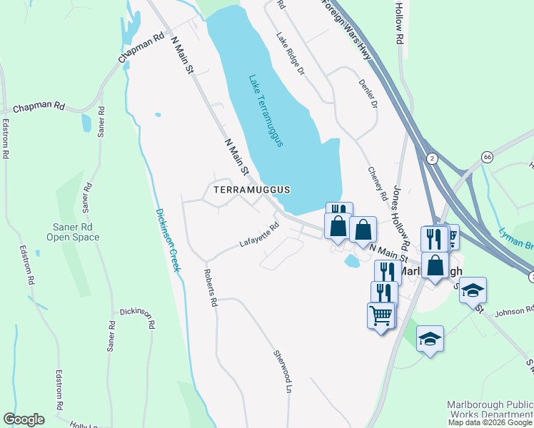 map of restaurants, bars, coffee shops, grocery stores, and more near 8 Lafayette Road in Marlborough
