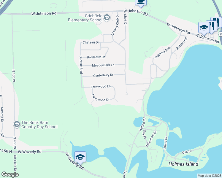 map of restaurants, bars, coffee shops, grocery stores, and more near 200-210 Farmwood Ln in La Porte