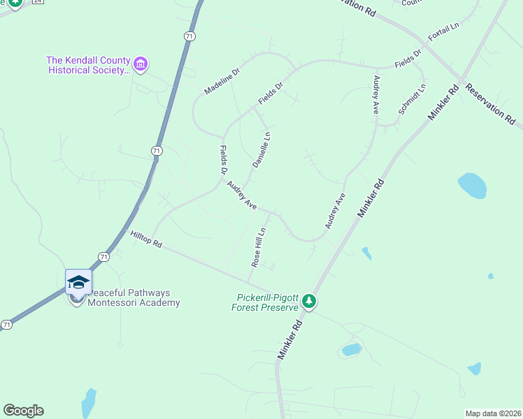 map of restaurants, bars, coffee shops, grocery stores, and more near 5847 Audrey Ave in Yorkville