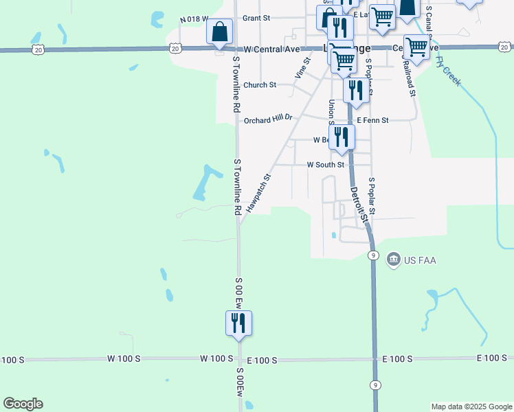map of restaurants, bars, coffee shops, grocery stores, and more near 919 Hawpatch Street in LaGrange