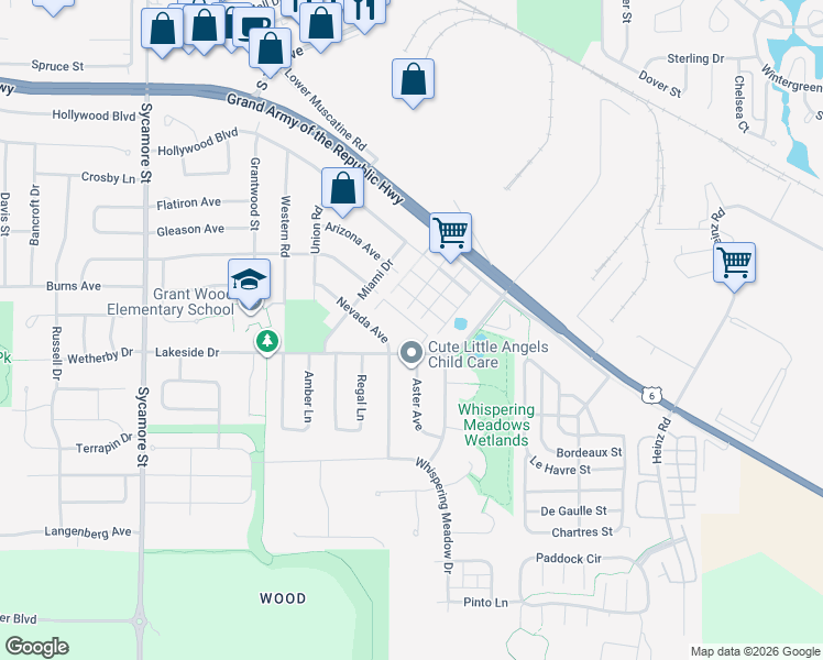 map of restaurants, bars, coffee shops, grocery stores, and more near 2434 Lakeside Drive in Iowa City