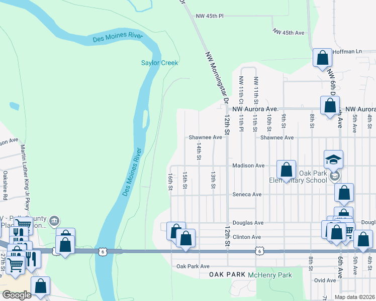 map of restaurants, bars, coffee shops, grocery stores, and more near 4019 15th Street in Des Moines