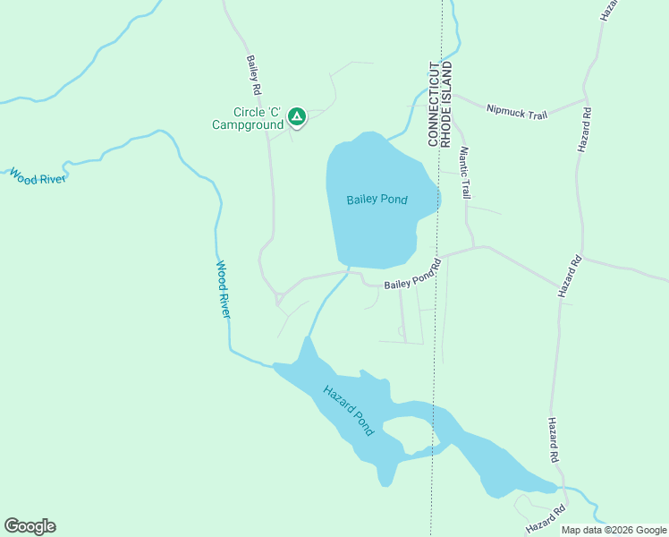 map of restaurants, bars, coffee shops, grocery stores, and more near 142 Bailey Pond Road in Voluntown