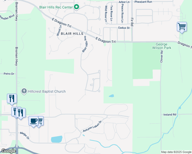 map of restaurants, bars, coffee shops, grocery stores, and more near 2675-2861 Huntington Pl in Mishawaka