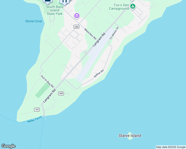 map of restaurants, bars, coffee shops, grocery stores, and more near 1632 Airline Road in Put-in-Bay