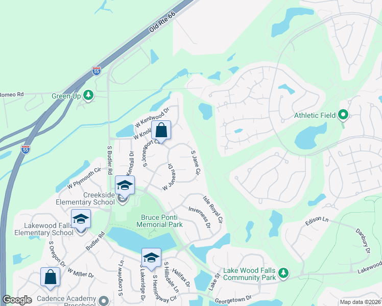 map of restaurants, bars, coffee shops, grocery stores, and more near 21711 West Jennings Court in Plainfield