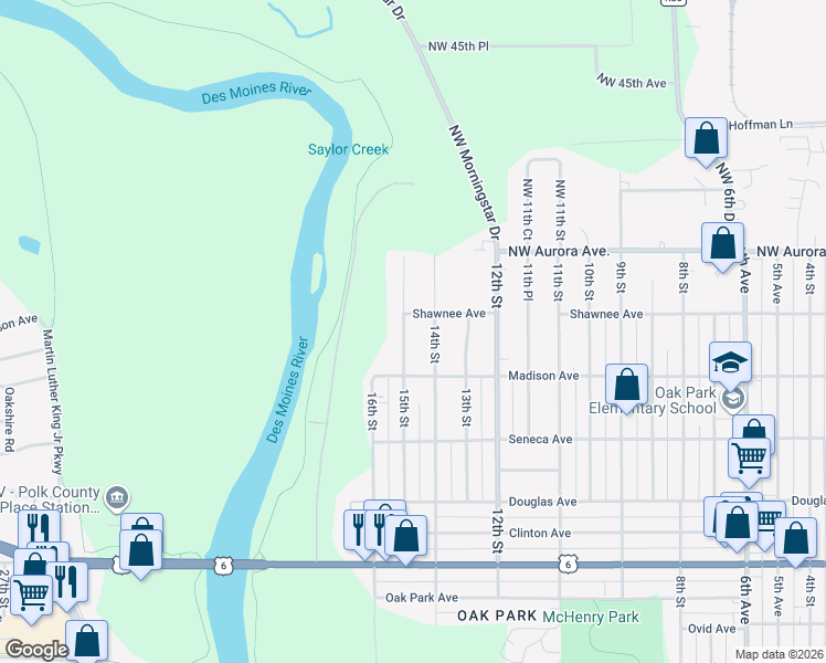 map of restaurants, bars, coffee shops, grocery stores, and more near 4019 15th Street in Des Moines