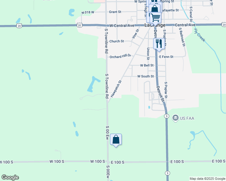 map of restaurants, bars, coffee shops, grocery stores, and more near 919 Hawpatch Street in LaGrange